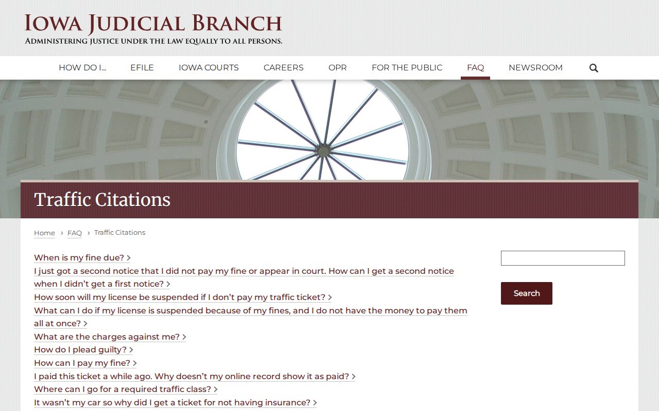 Iowa traffic-warrant context: Iowa Courts traffic-citation FAQ, separate from warrant records