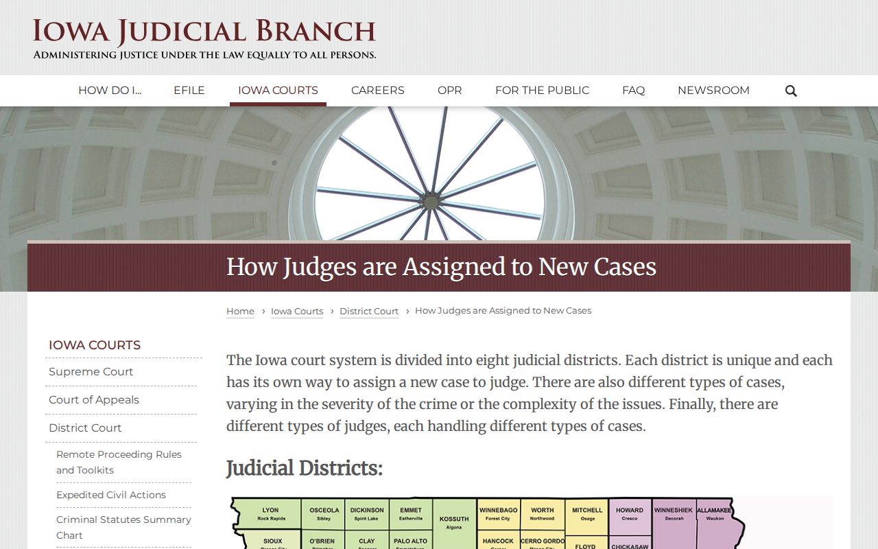 Iowa District Court judge and magistrate assignment information for warrant records